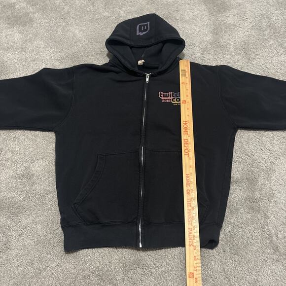 Twitch Con 2018 San Jose Hoodie Mens Size M Black Zip Hooded Gaming Streaming - Picture 5 of 6